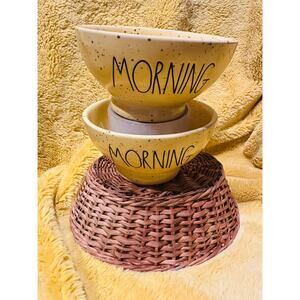 Rae Dunn Black Speckled Design Cereal Bowls Color Yellow set of 2 By Magenta